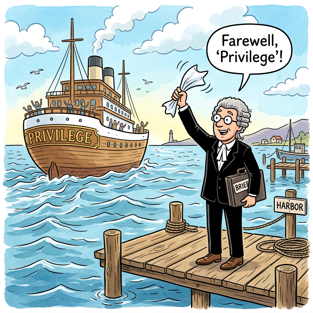 Barrister waiving privilege goodbye.